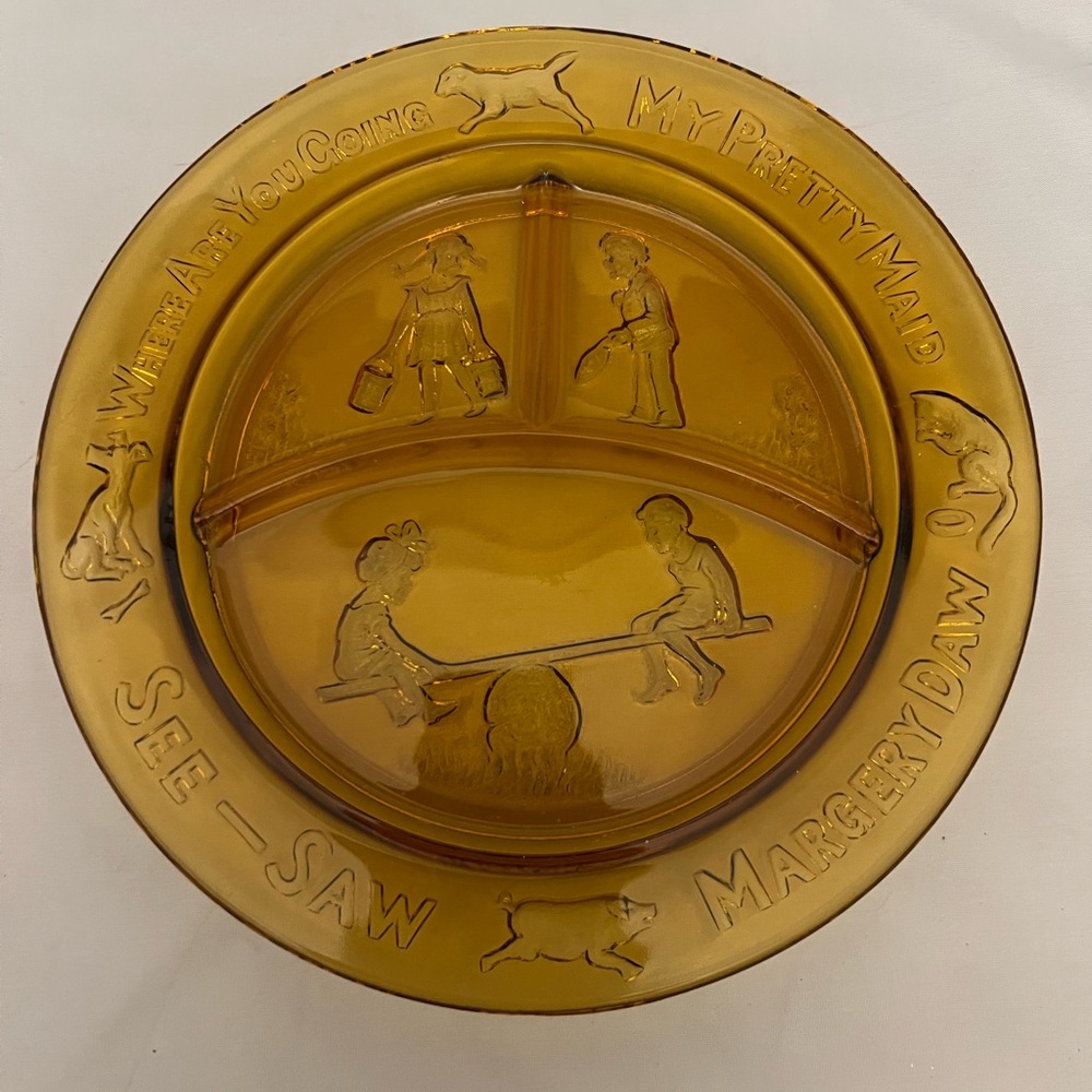 Tiara Amber Glass Nursery Rhyme Plate